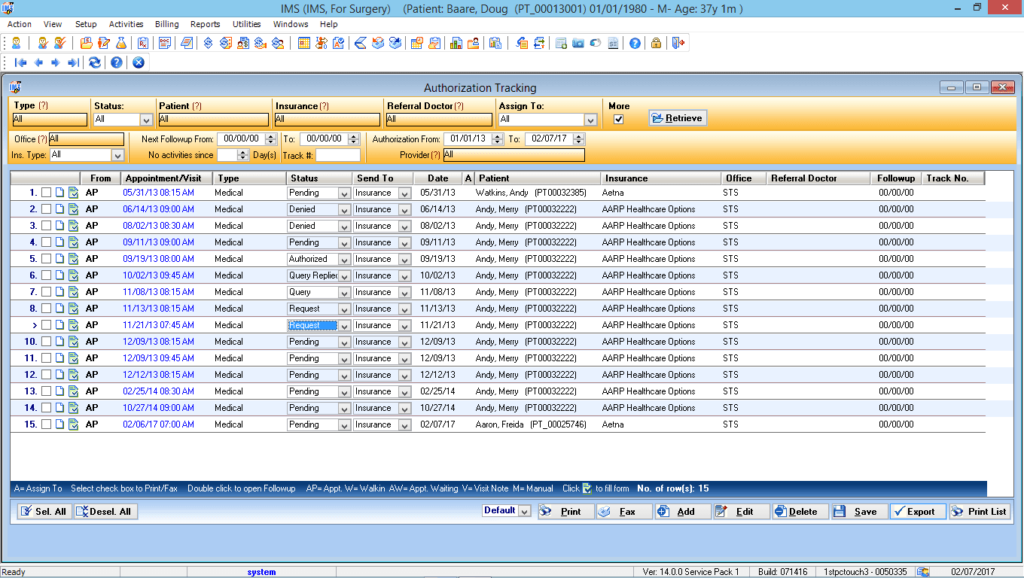 Anesthesiology Authorization Tracking