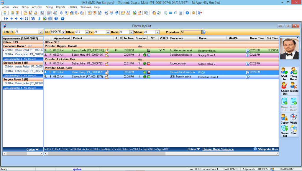 Anesthesiology Check-In/Check-Out