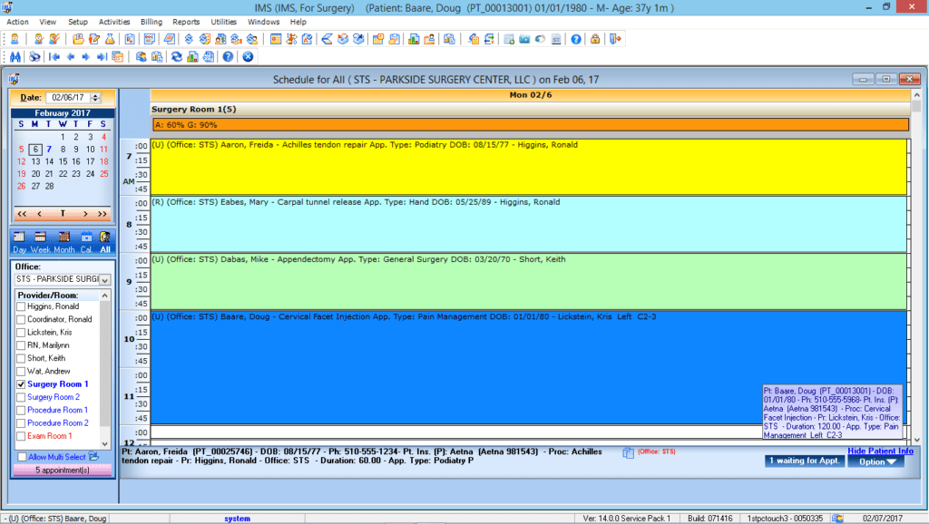 Ambulatory Surgery Patient Appointment Scheduling