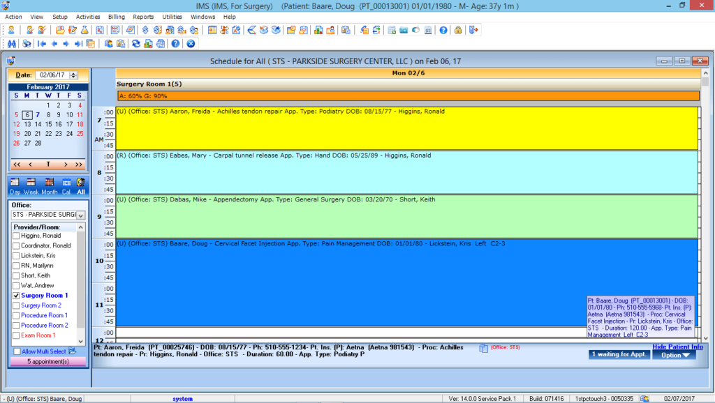 Anesthesiology Patient Appointment Scheduling