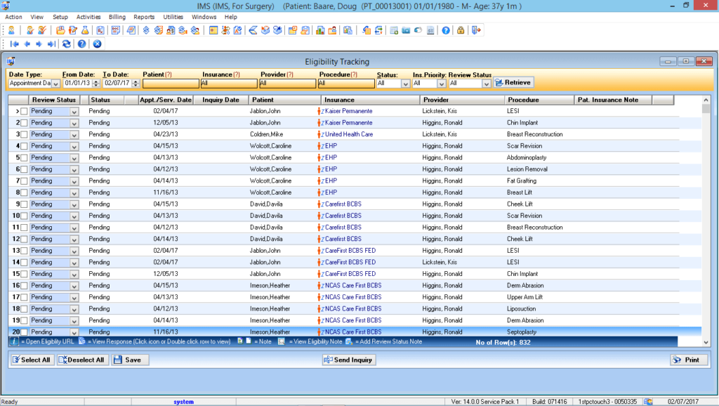 Anesthesiology Eligibility Tracking