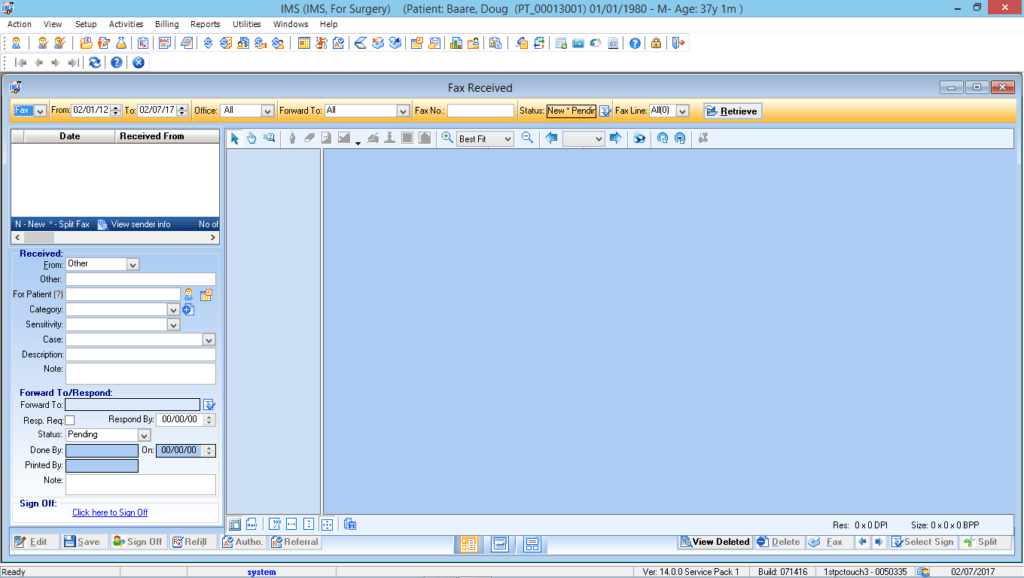 Ambulatory Surgery Fax Integration