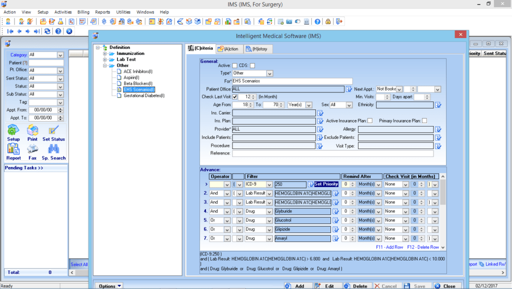 Ambulatory Surgery Health Maintenance Tracking