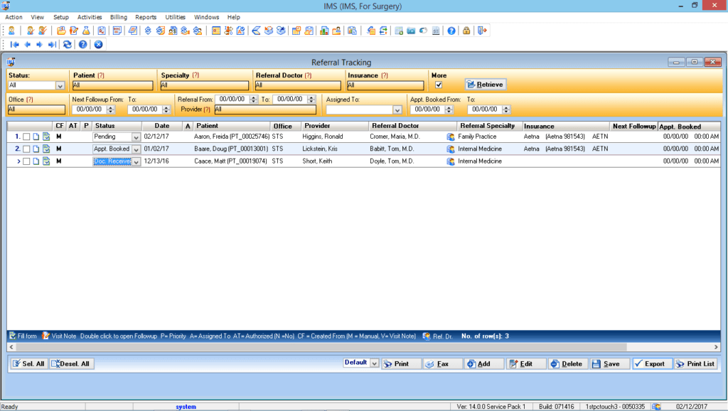 Ambulatory Surgery Referral Tracking