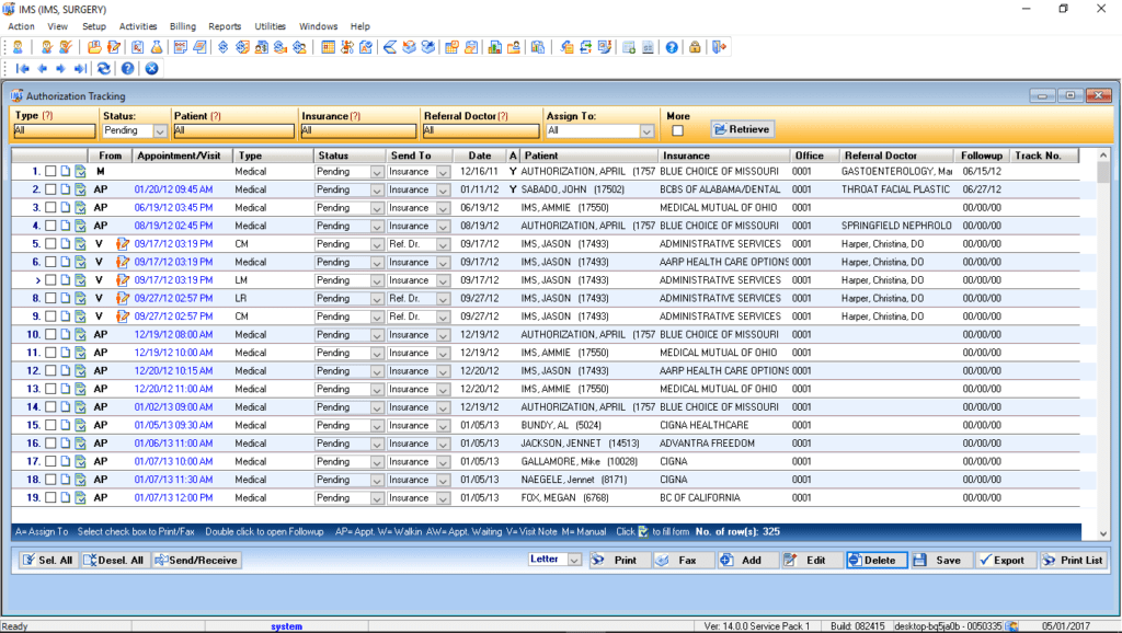 General Surgery Authorization Tracking