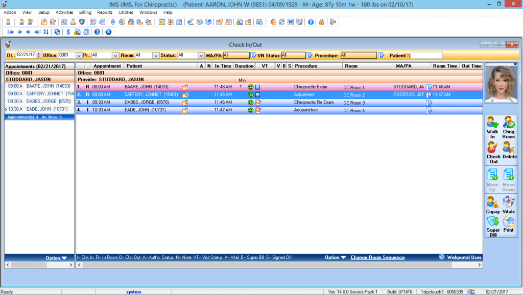 Chiropractic Check-In/Check-Out