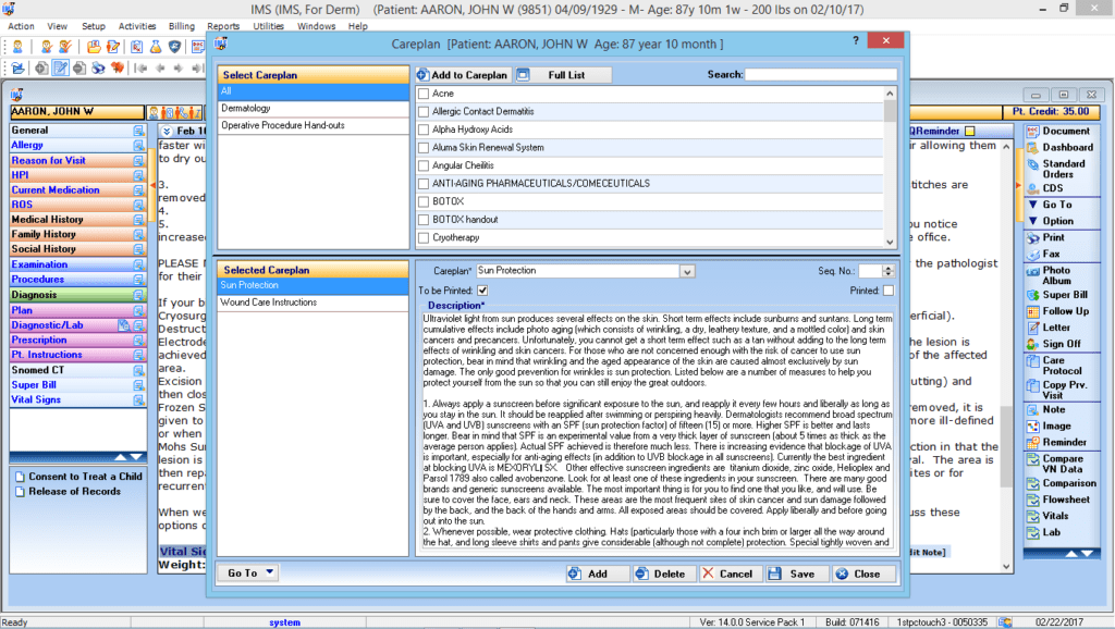 Dermatology Care Plan