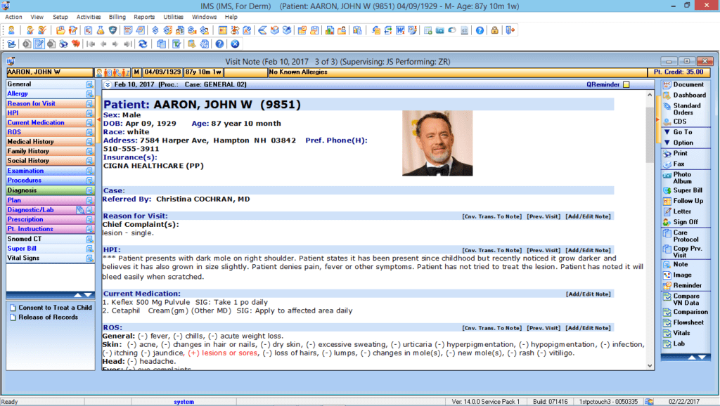 Dermatology EMR & Patient Visit Notes