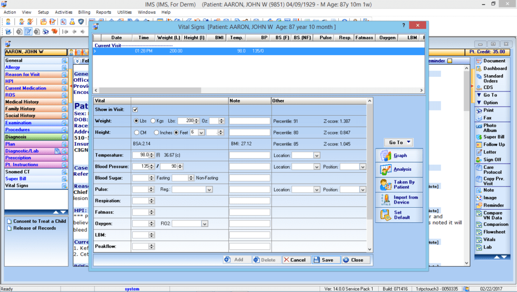 Dermatology Vitals Interface