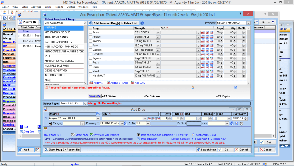 Neurosurgery E-Rx