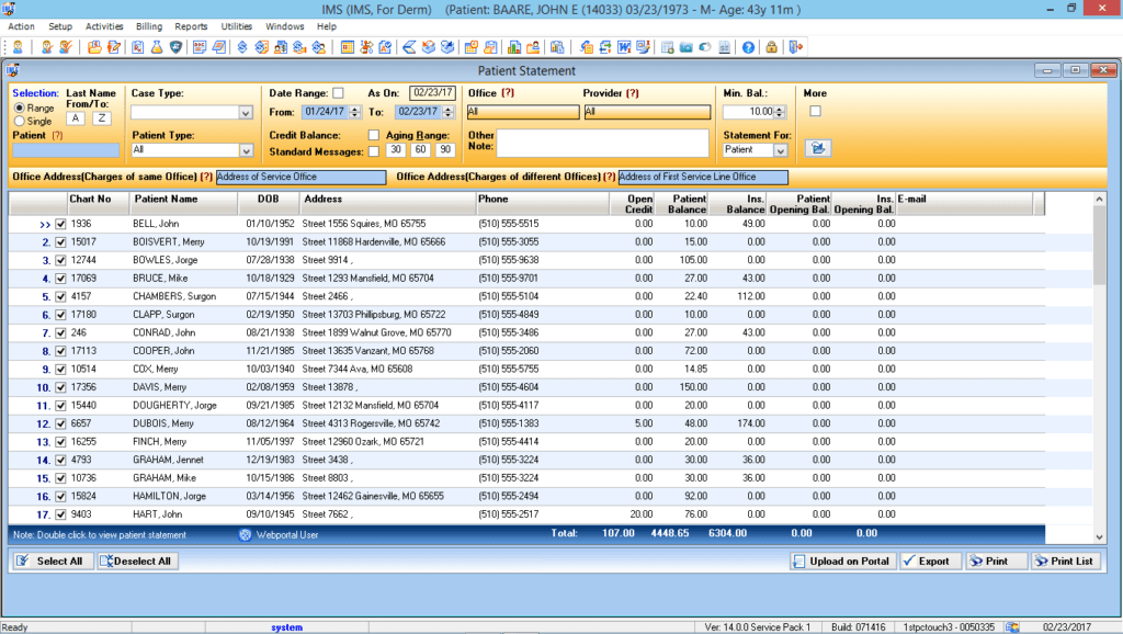 Dermatology Electronic Patient Statements