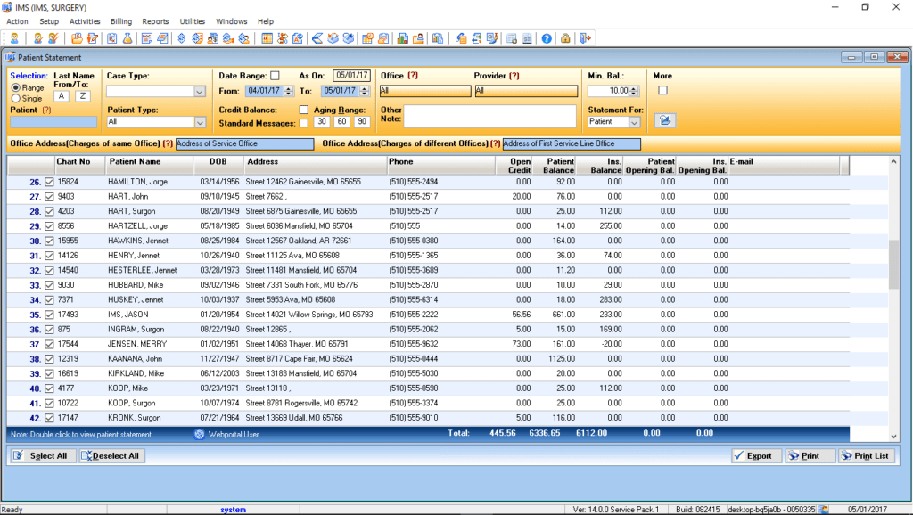 General Surgery Electronic Patient Statements