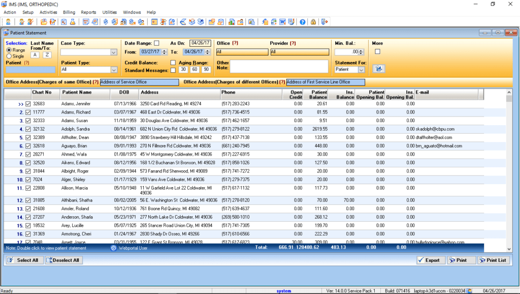 Family Medicine Electronic Patient Statements