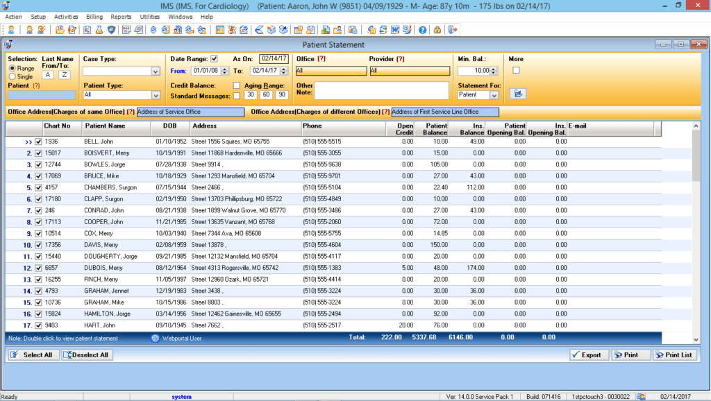 Cardiology Electronic Patient Statements