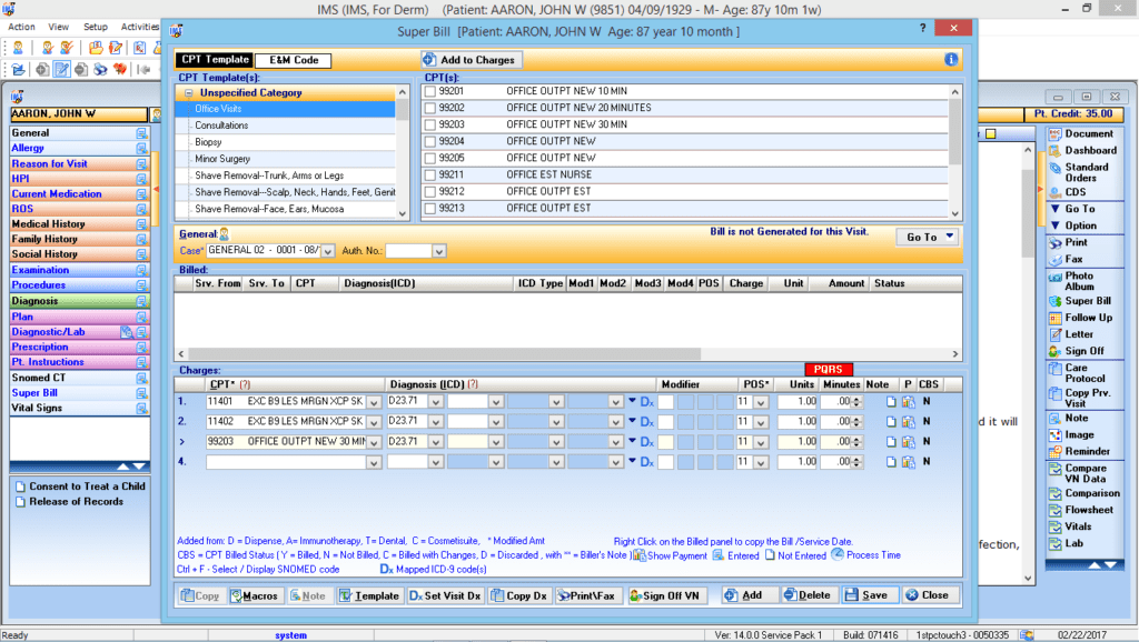 Dermatology Electronic Super Bill