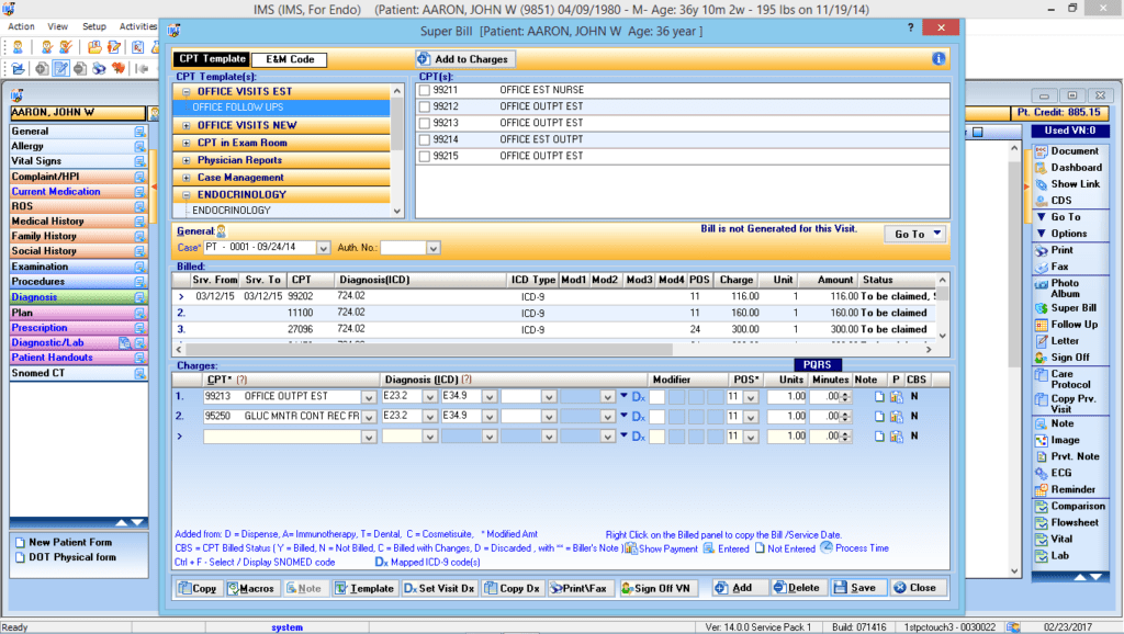 Endocrinology Electronic Super Bill