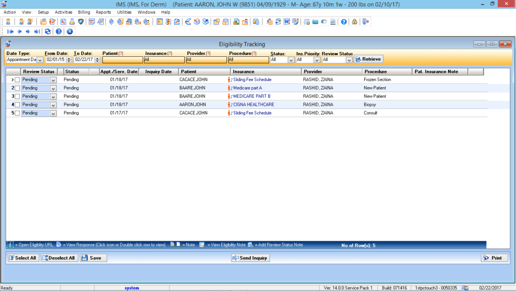 Dermatology Eligibility Tracking