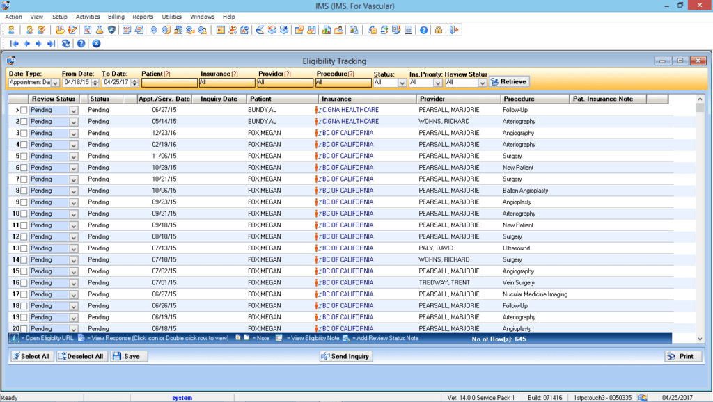 Endovascular Eligibility Tracking