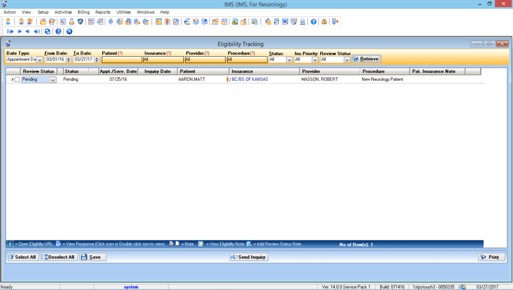 Neurosurgery Eligibility Tracking