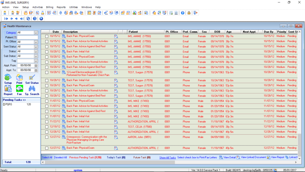 General Surgery Health Maintenance Tracking