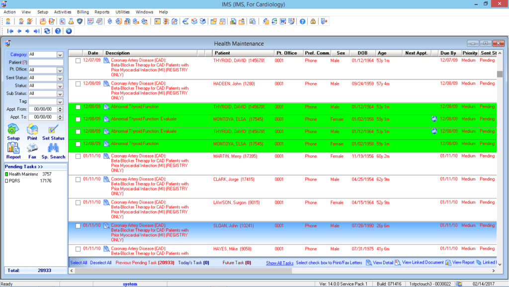 Cardiology Health Maintenance Tracking