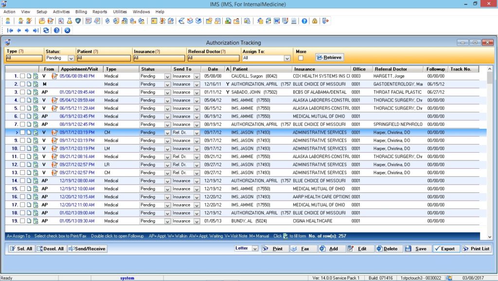 Internal Medicine Authorization Tracking