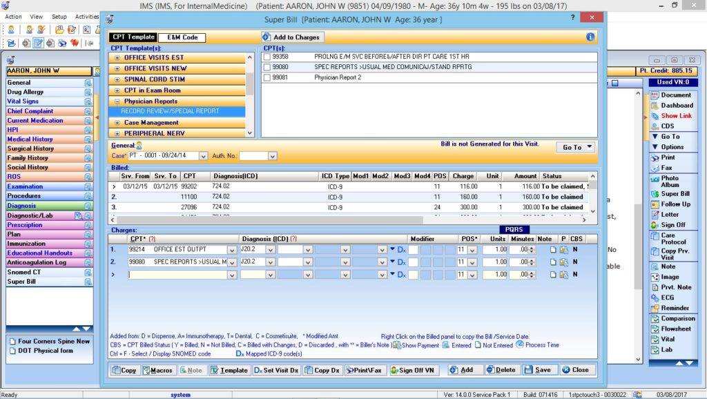 Internal Medicine Electronic Super Bill