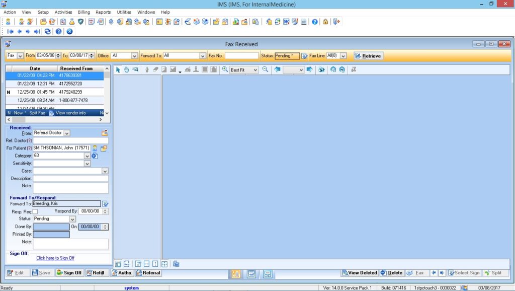 Internal Medicine Fax Integration