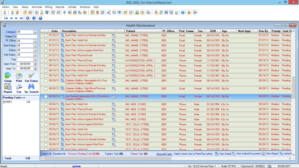 Internal Medicine Health Maintenance Tracking