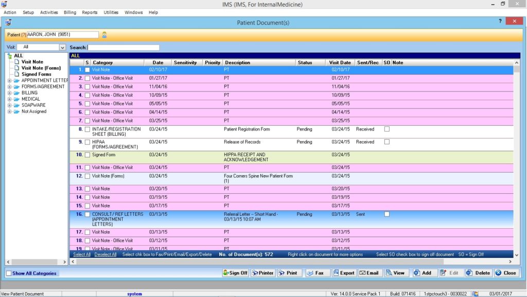 Internal Medicine Patient Documents