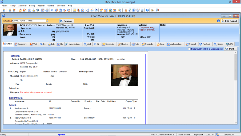 Neurology Patient Electronic Health Record