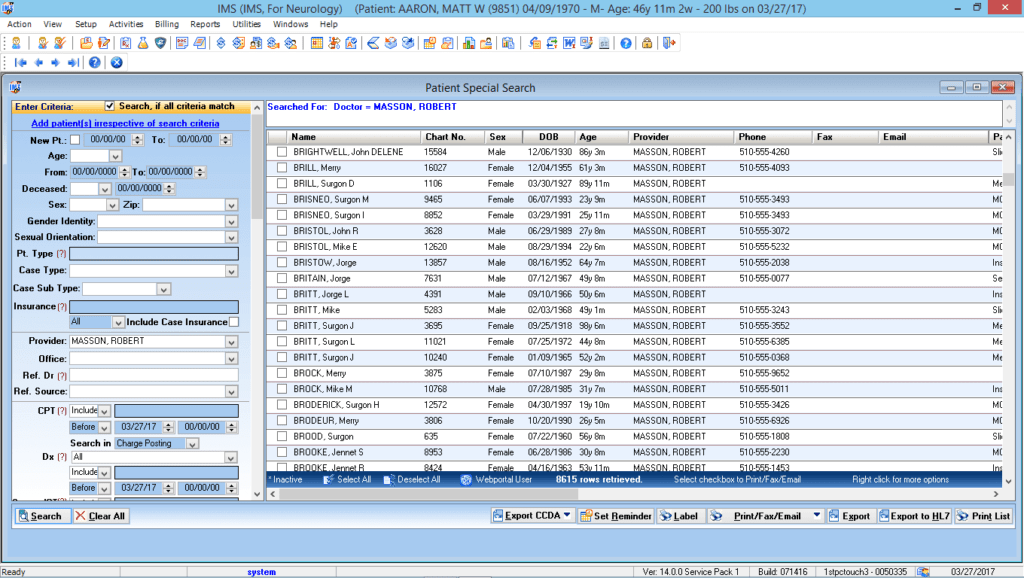 Neurology Patient Special Search