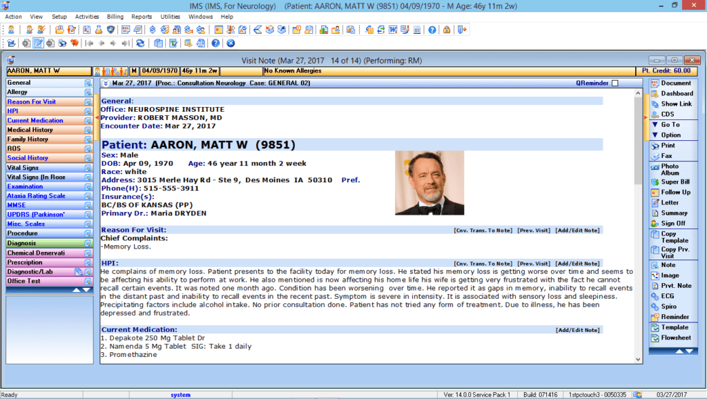 Neurology EMR & Patient Visit Notes