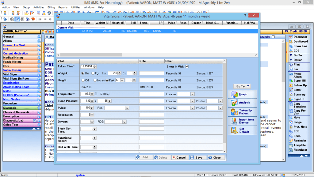 Neurology Vitals Interface