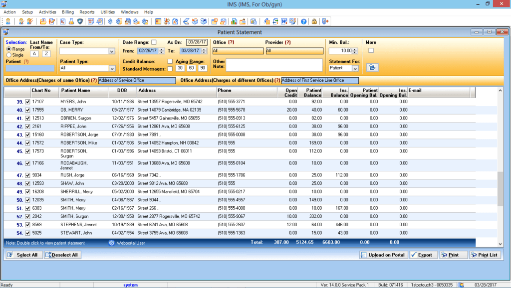 OB/GYN Electronic Patient Statements