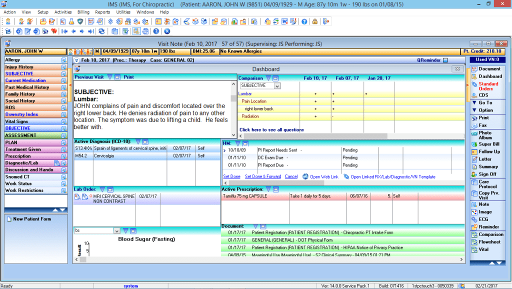 Chiropractic Patient Dashboard