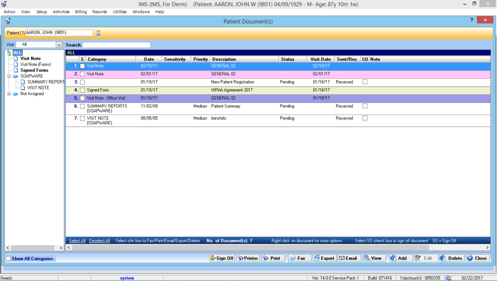 Dermatology Patient Documents