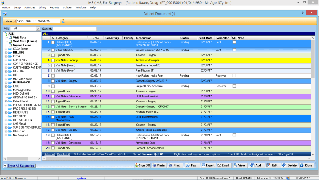 Ambulatory Surgery Patient Documents