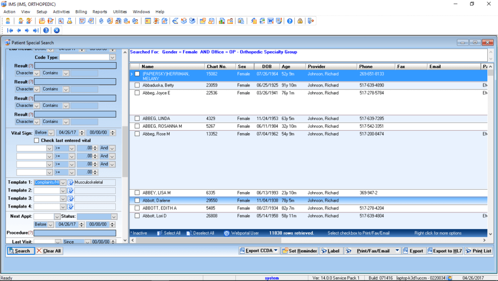 Family Practice EMR Patient Special Search