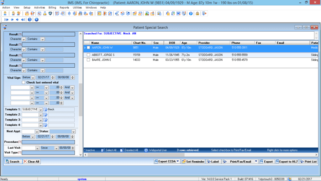 Chiropractic Patient Special Search