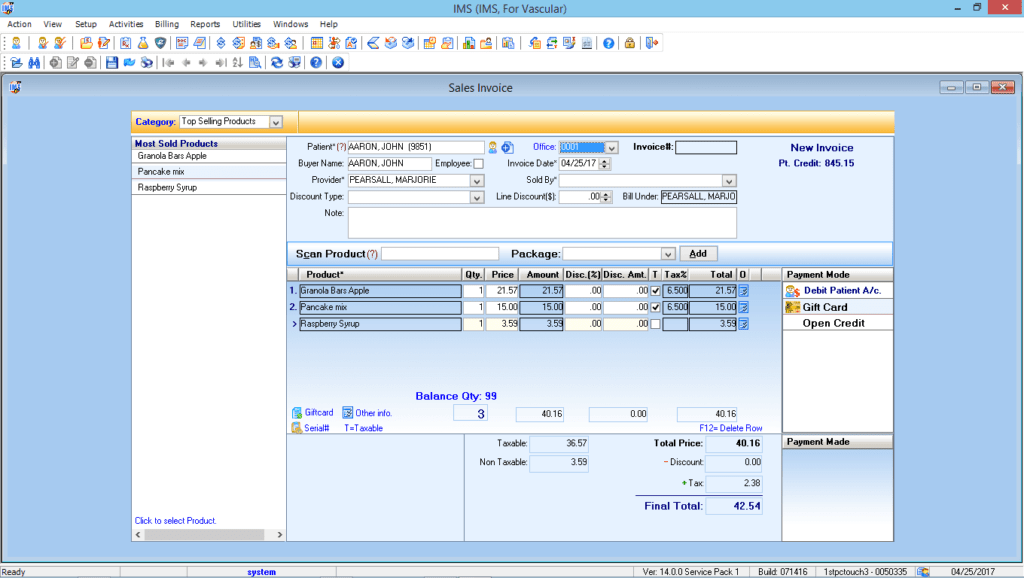 Family Practice Point of Sales Module