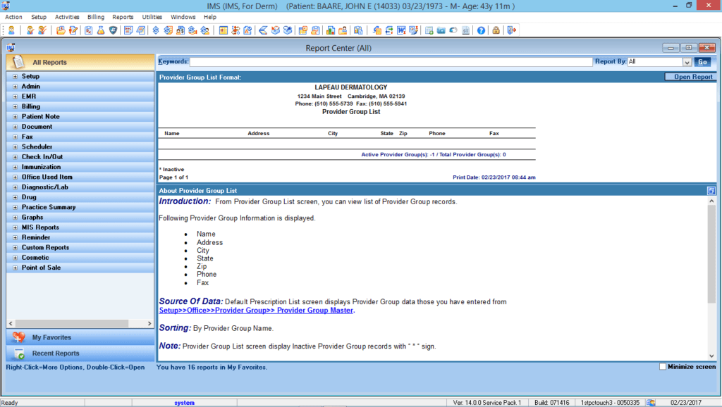 Dermatology Reports Center