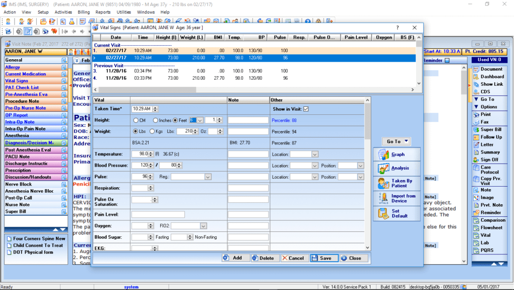 General Surgery Vitals Interface