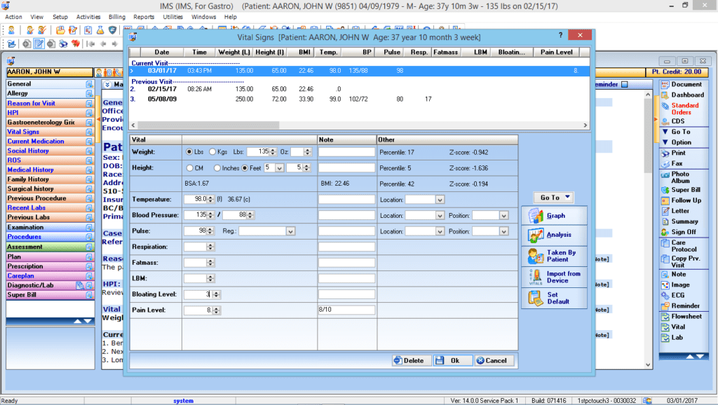 Gastrointestinal Vitals Interface