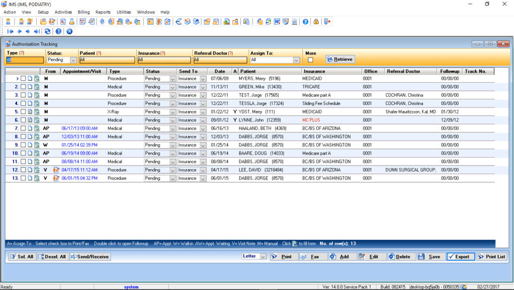 Podiatry Authorization Tracking