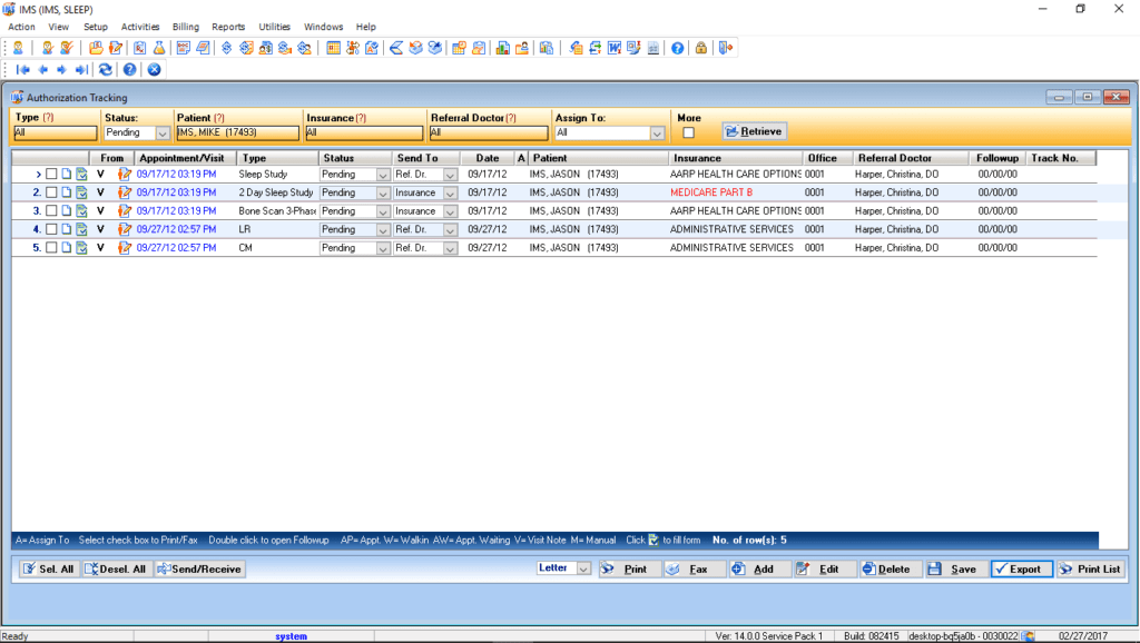 Sleep Medicine Authorization Tracking