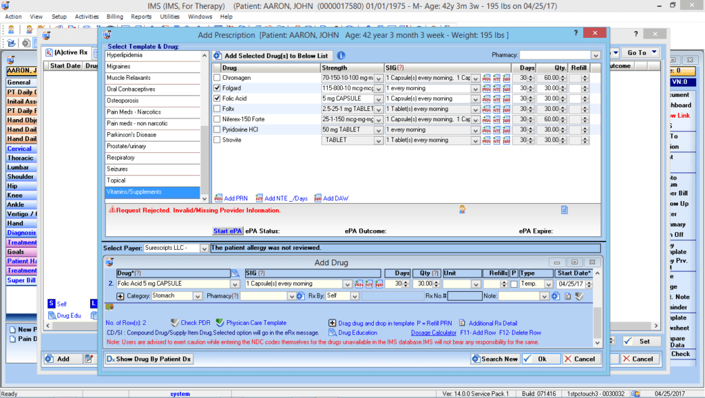 Multiple Discipline Therapy E-Rx