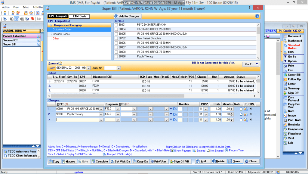 Psychiatry Electronic Super Bill