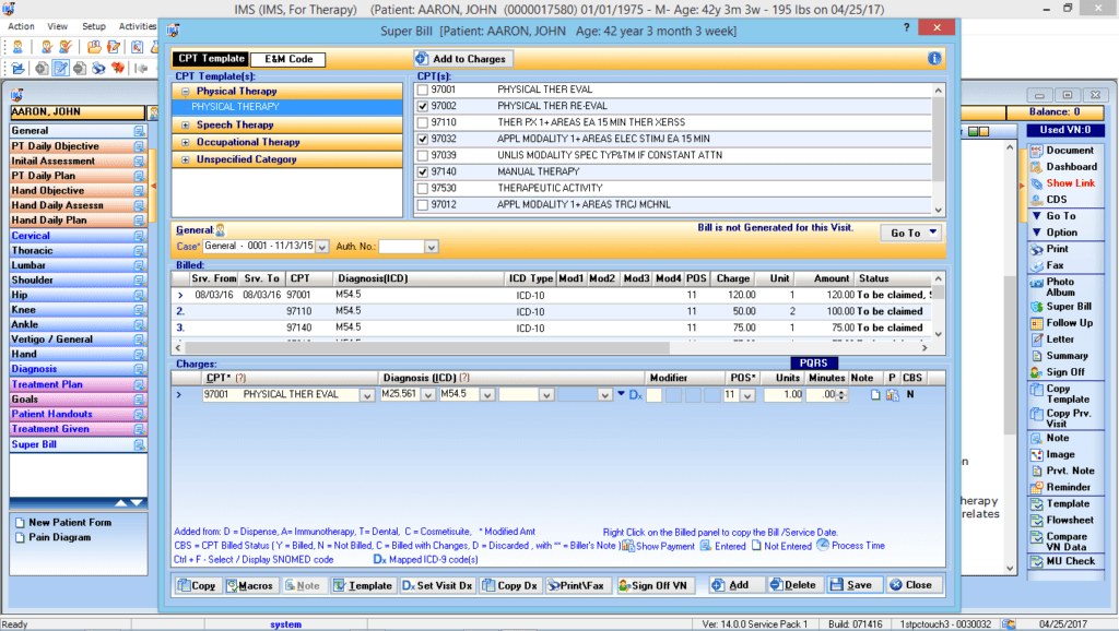 Multiple Discipline Therapy Electronic Super Bill