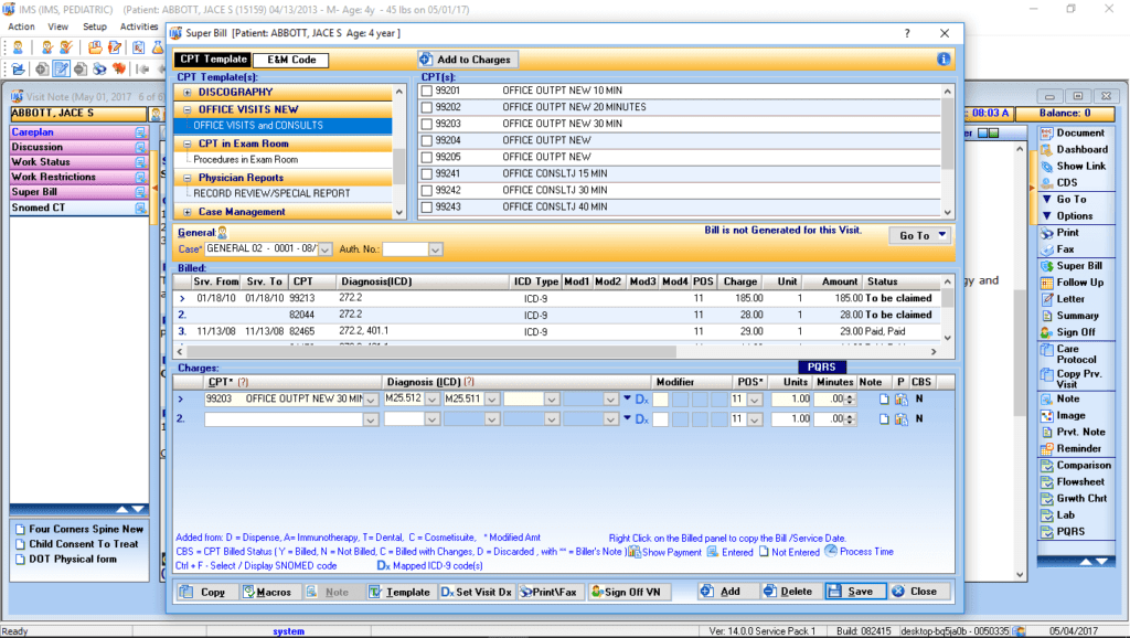 Pediatric Electronic Super Bill